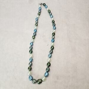 Honora Pearls Multi Green Strand W/925 Sterling Silver Clasp 18in Necklace